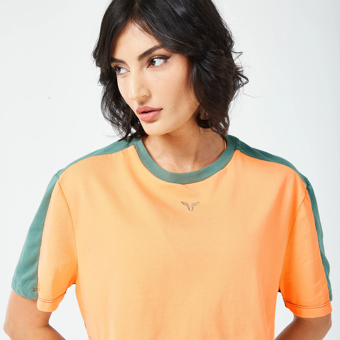 Retrograde Crop Tee - Orange Chiffon Marl & Dark Forest Marl