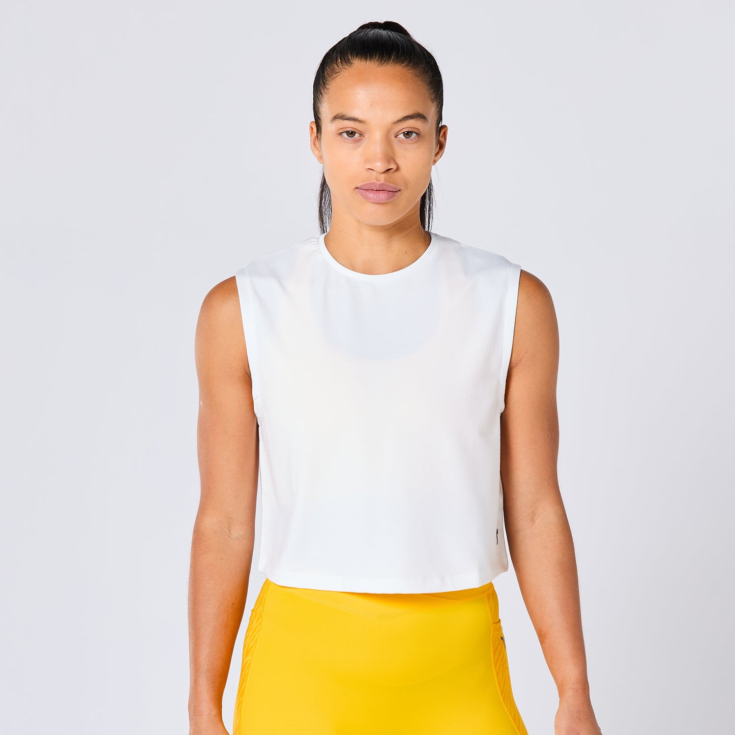 Crop Crew Cut Tank - Pearl White