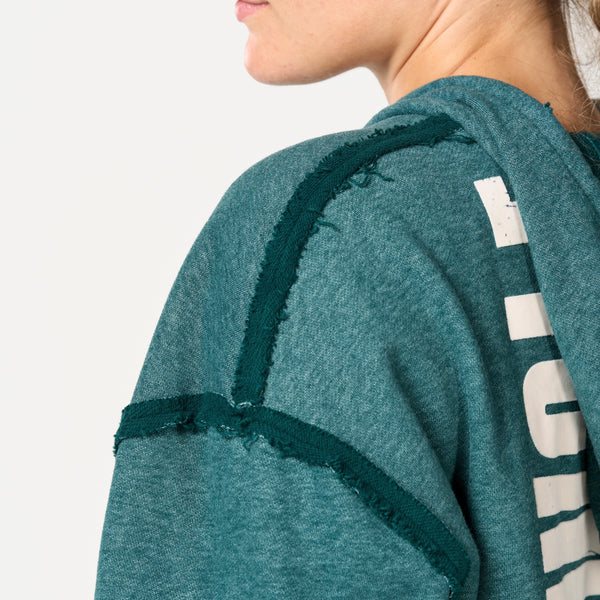 Retrograde Patchwork Hoodie - Deep Teal Marl