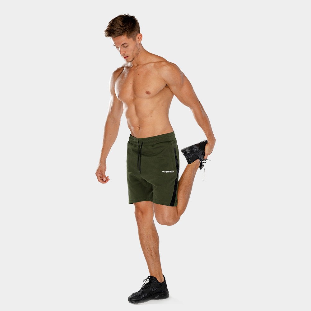 squatwolf-short-for-men-warrior-panel-shorts-olive-workout-gym-wear